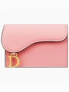 Saddle Bloom Goatskin Flap Card Wallet Light Pink - DIOR - BALAAN 2