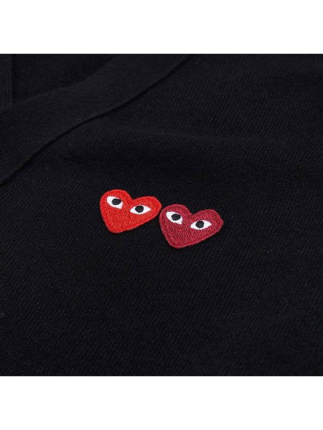 Men's Double Heart Waffen Wool Cardigan AZN058 BLACK - COMME DES GARCONS - BALAAN 8