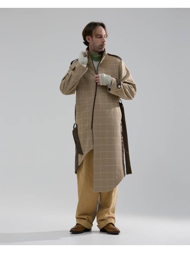 Men's Dancers Runway Checkerd Silk Single Coat Beige - WHYSOCEREALZ - BALAAN 6