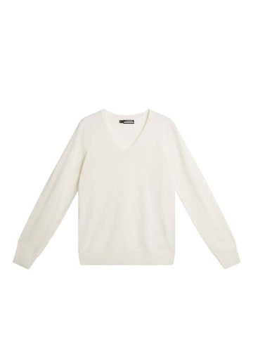 Amaya V-Neck Knit Sweater White - J.LINDEBERG - BALAAN 1