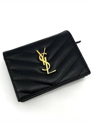 Monogram gold flap card wallet 530841 - SAINT LAURENT - BALAAN 1