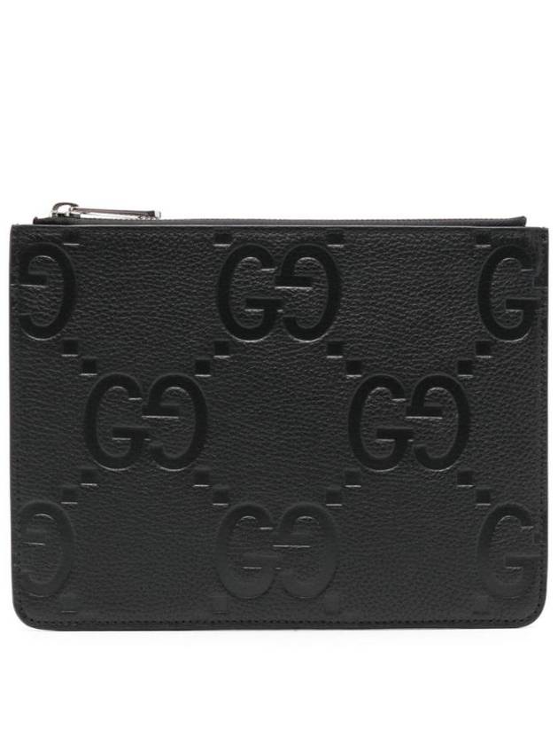 Jumbo GG Leather Pouch Bag Black - GUCCI - BALAAN 1