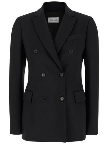 Black Double-Breasted Jacket With Peak Revers In Fabric Woman - P.A.R.O.S.H. - BALAAN 1