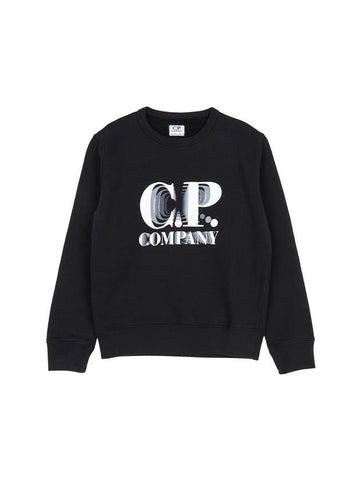 Kids logo print brushed sweatshirt black - CP COMPANY - BALAAN 1