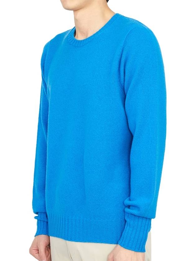 Crew Neck Lambswool Knit Top Blue - DRUMOHR - BALAAN 3