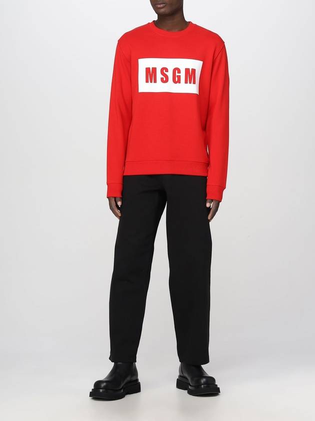 Box Logo Print Cotton Sweatshirt Red - MSGM - BALAAN 3