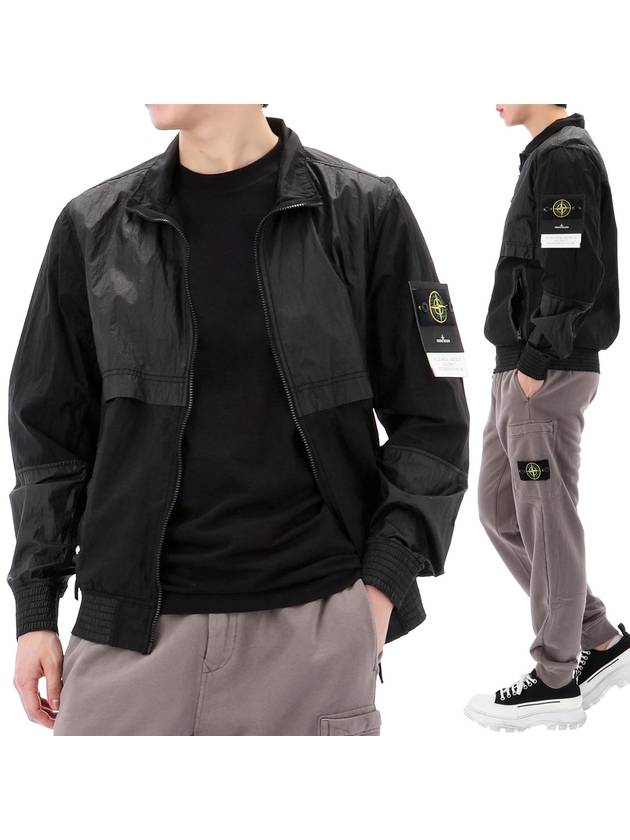 Logo Patch Recycled Nylon Track Jacket Black - STONE ISLAND - BALAAN 2