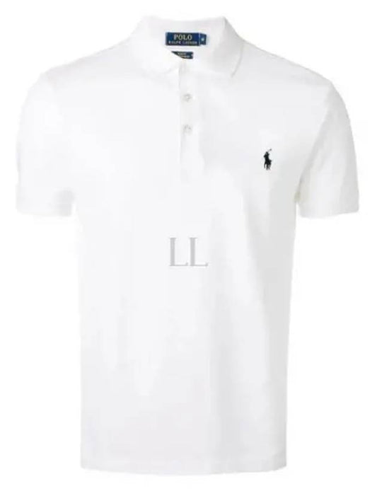 Men's Embroidery Navy Pony Short Sleeve Polo Shirt White - POLO RALPH LAUREN - BALAAN 2