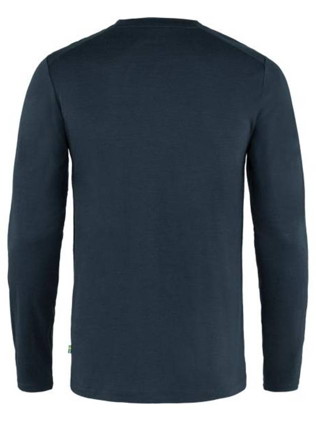 Men's Abisko Wool Long Sleeve T-Shirt Dark Navy - FJALL RAVEN - BALAAN 3