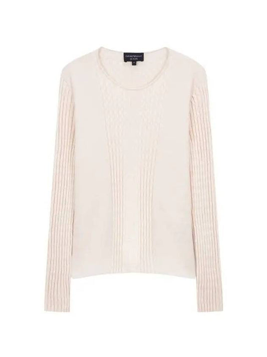 Women s ribbed tissue point knit light beige 271522 - EMPORIO ARMANI - BALAAN 1