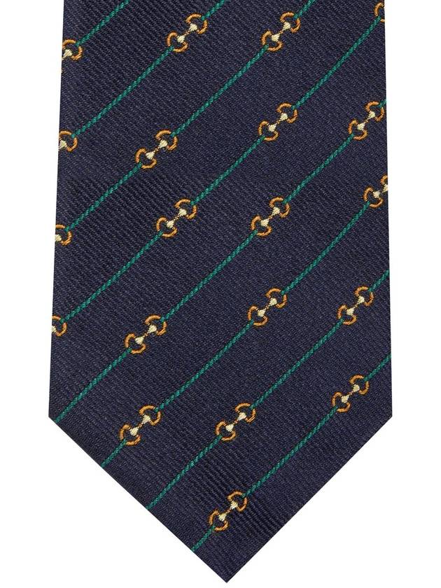 Horsebit Silk Jacquard Neck Tie Blue - GUCCI - BALAAN 3