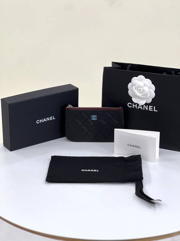 Full set classic clutch mini caviar black silver mini pouch A82365 - CHANEL - BALAAN 7