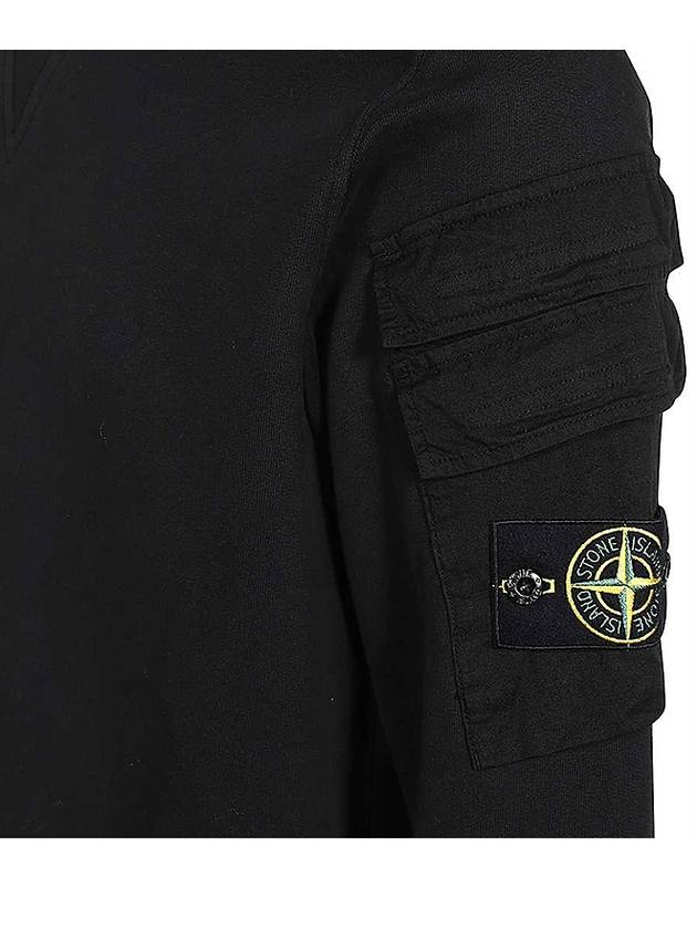 Garment Dyed Double Pocket Brushed Cotton Fleece Sweatshirt Black - STONE ISLAND - BALAAN 6