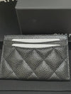 Silver CC Logo Caviar Card Wallet Black - CHANEL - BALAAN 7