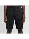 Men's Logo Patch Cargo Shorts Black - STONE ISLAND - BALAAN 3