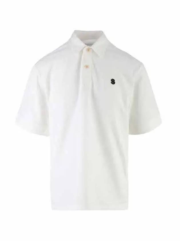 S logo plaque polo t-shirt white men 22.02738M 101 - SACAI - BALAAN 1