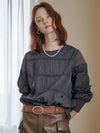 Button point embossed shirring long sleeve blouse - MAXZA - BALAAN 1