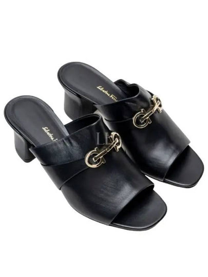 Gancini Ornament Sandal Heels Black - SALVATORE FERRAGAMO - BALAAN 2