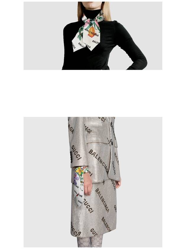 Logo Flower Print Twilly Muffler - GUCCI - BALAAN 6