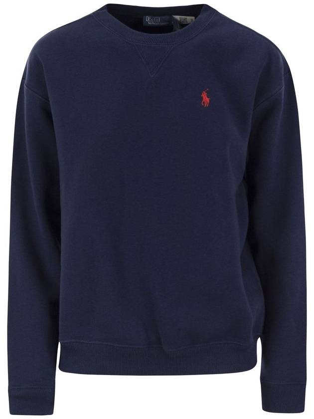 Embroidered Logo Cotton Sweatshirt Navy - POLO RALPH LAUREN - BALAAN 2