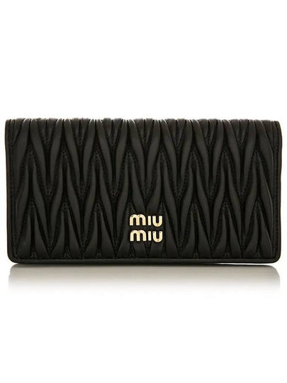 Matelasse Logo Leather Long Wallet Black - MIU MIU - BALAAN 2