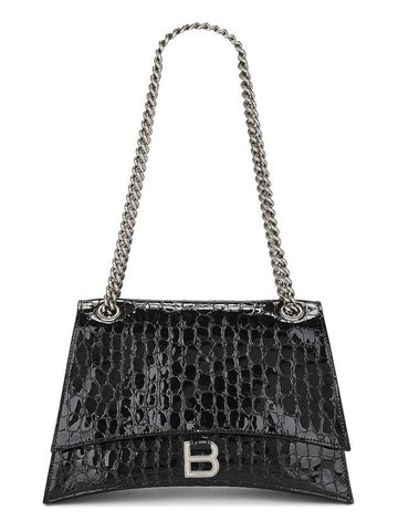 Medium Crush Chain Shoulder Bag Black - BALENCIAGA - BALAAN 1