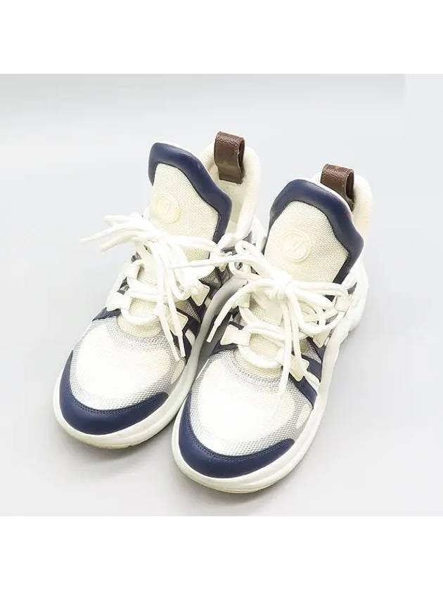 1A4NGQ White Blue Leather Graffiti LV Archlight Women s Sneakers 240 - LOUIS VUITTON - BALAAN 4