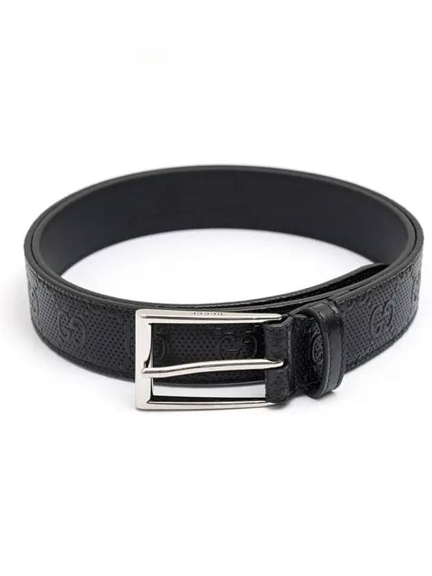 Men's Square Buckle GG Leather Belt Black - GUCCI - BALAAN 6