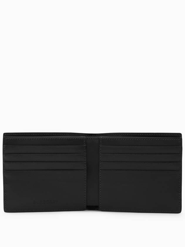 Check And Leather Half Wallet Charcoal - BURBERRY - BALAAN 3