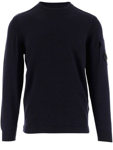 Lens Wappen Merino Wool Knit Top Navy - CP COMPANY - BALAAN 1