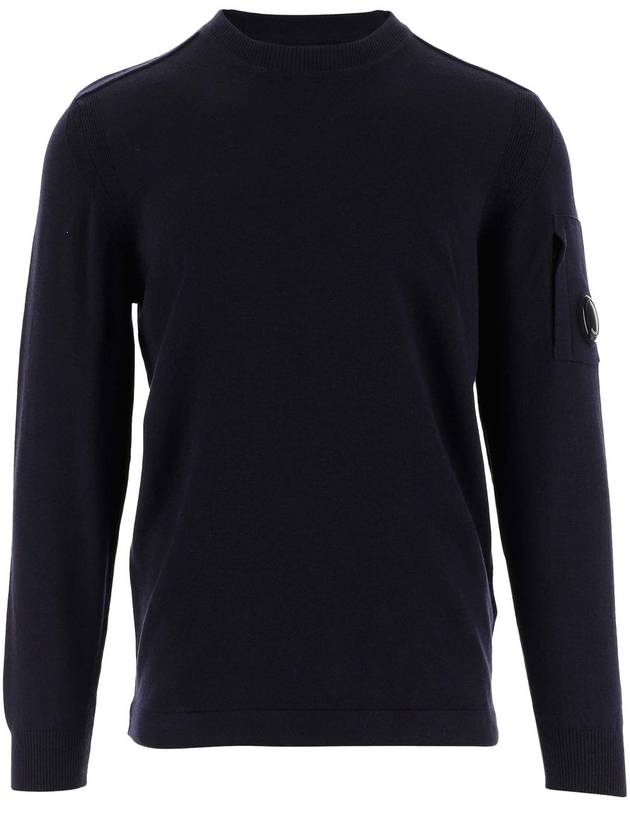 Lens Wappen Merino Wool Knit Top Navy - CP COMPANY - BALAAN 1