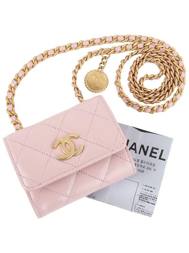 AP2848 Shiny Calfs Coin Medal Pendant Mini Chain Cross Bag 33902 - CHANEL - BALAAN 8