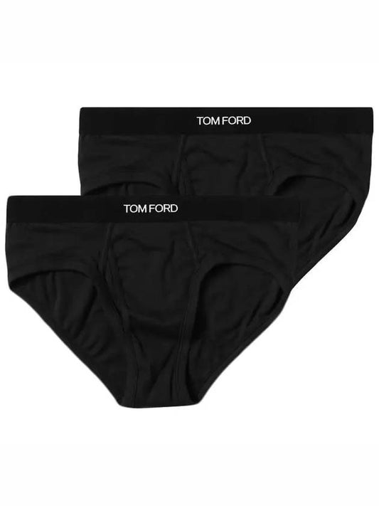 Men's Cotton Logo Waistband Briefs 2 Pack Black - TOM FORD - BALAAN 2