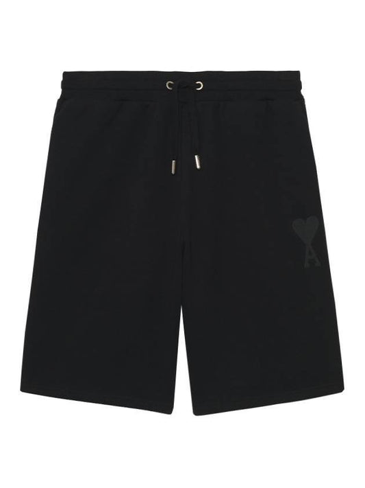 Men's Chain Stitch Heart Logo Track Shorts Black - AMI - BALAAN.