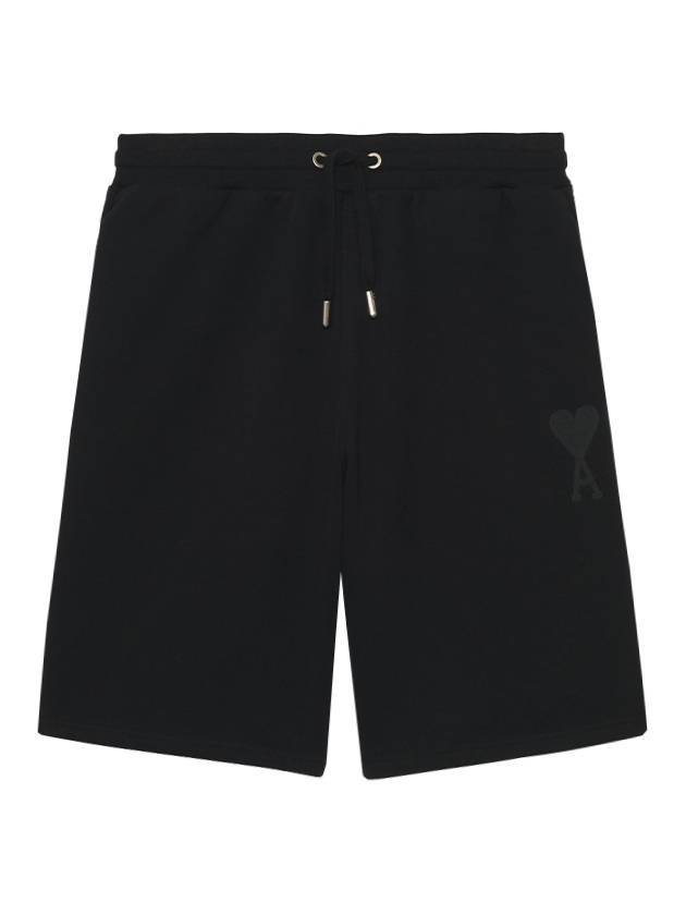 Heart Logo Tone On Tone Track Shorts Black - AMI - BALAAN 1