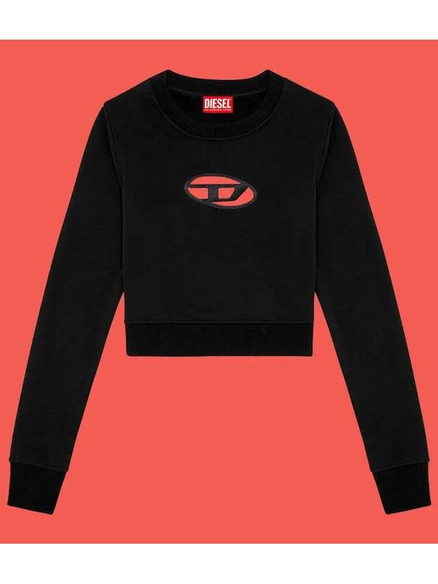 F Slimmy Cutout Logo Crop Sweatshirt Black - DIESEL - BALAAN 2