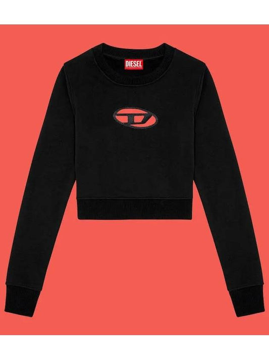 F Slimmy Cutout Logo Crop Sweatshirt Black - DIESEL - BALAAN 2