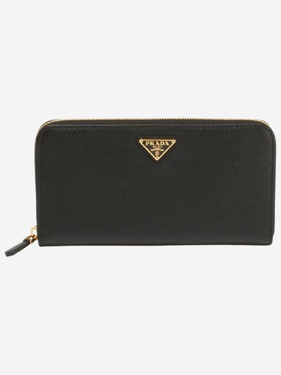 Saffiano Triangle Logo Long Wallet Black - PRADA - BALAAN 2