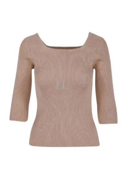 FF Cotton Rib Knit Top Beige - FENDI - BALAAN 2