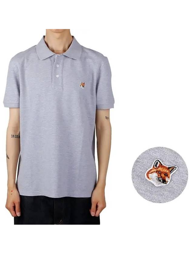 Fox Head Patch Cotton Polo Shirt Grey - MAISON KITSUNE - BALAAN 2