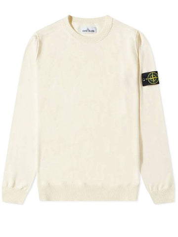 Soft Cotton Crewneck Knit Top Offwhite - STONE ISLAND - BALAAN 1