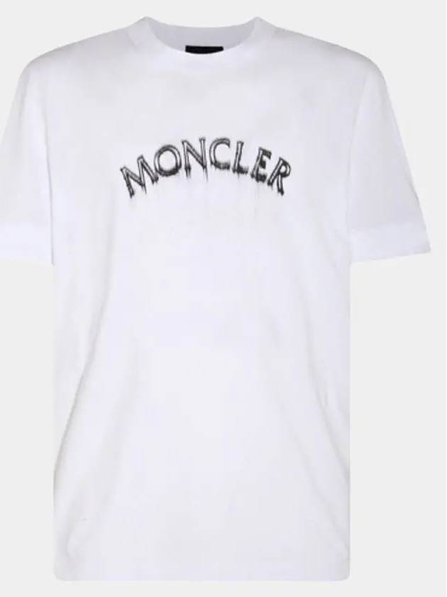 Men s Lettering Embroidery Logo Short Sleeve T Shirt White 8C00002 89A17 001 - MONCLER - BALAAN 1