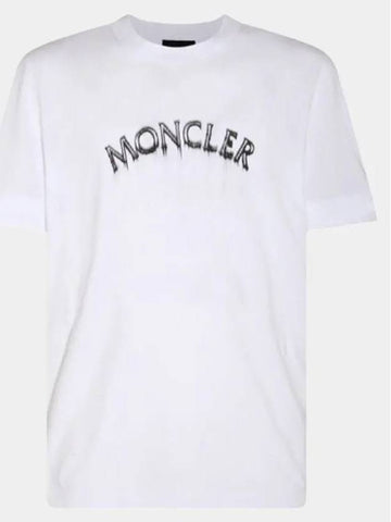 Men s Lettering Embroidery Logo Short Sleeve T Shirt White 8C00002 89A17 001 - MONCLER - BALAAN 1