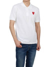 Play Men's Red Double Heart Wappen Short Sleeve PK Shirt P1 T290 2 White - COMME DES GARCONS - BALAAN 6