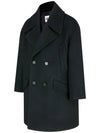 Oversized Wool Double Coat Black - NUAKLE - BALAAN 1