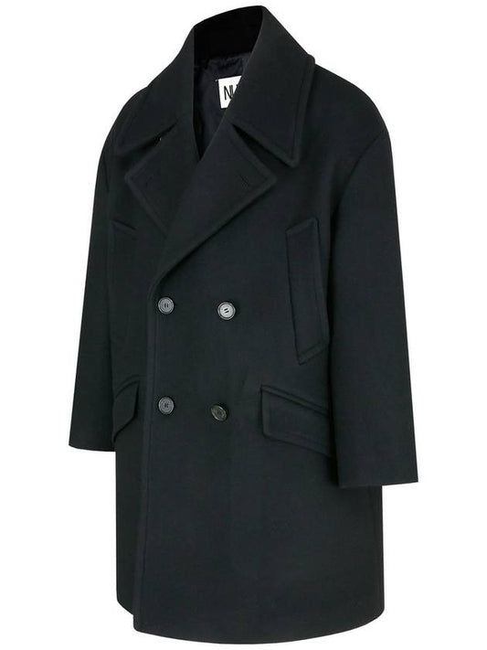 Oversized Wool Double Coat Black - NUAKLE - BALAAN 2