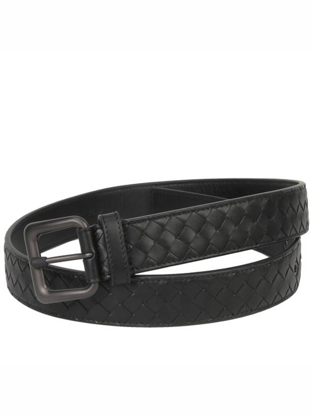 Intrecciato Leather Belt Black - BOTTEGA VENETA - BALAAN 2