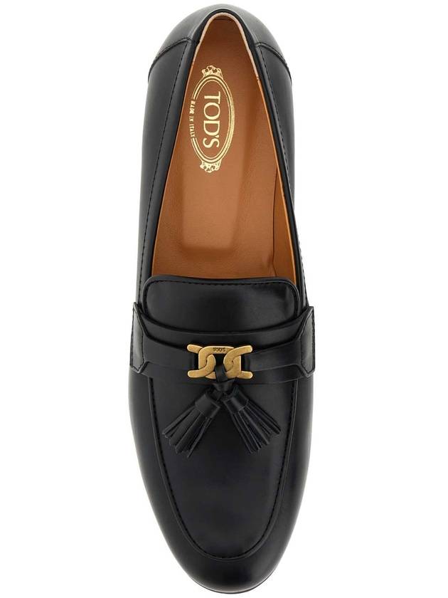 Tassel Embellished Leather Loafers Black - TOD'S - BALAAN 4