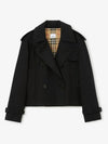 Double Breasted Crop Trench Coat Black - BURBERRY - BALAAN 2