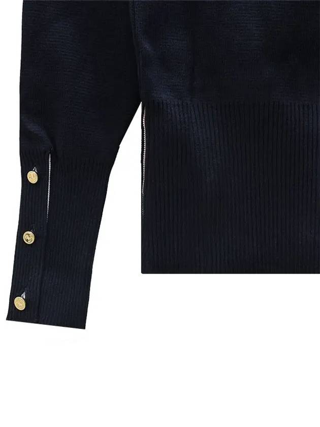 Cotton 4-Bar Milano Classic V-Neck Cardigan Navy - THOM BROWNE - BALAAN 10